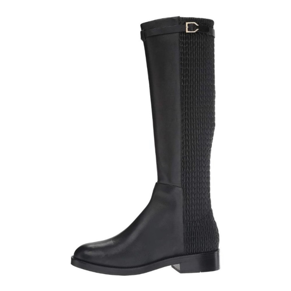 NWT COLE HAAN Women’s Tall Black Leather Stretch Business Casual Preppy Boots 5 - Picture 11 of 13